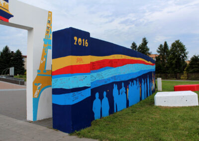 Czechowice-Dziedzice 2016, mural na ścianie skateparku z okazji Światowych Dni Młodzieży