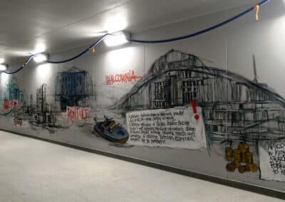 mural na dworcu kolejowym, Czechowice-Dziedzice 2023, asyst. R. Roskowiński